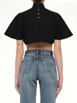 Cotton Jersey Highneck T-Shirt in Black