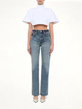 Cotton Jersey Highneck T-Shirt in White
