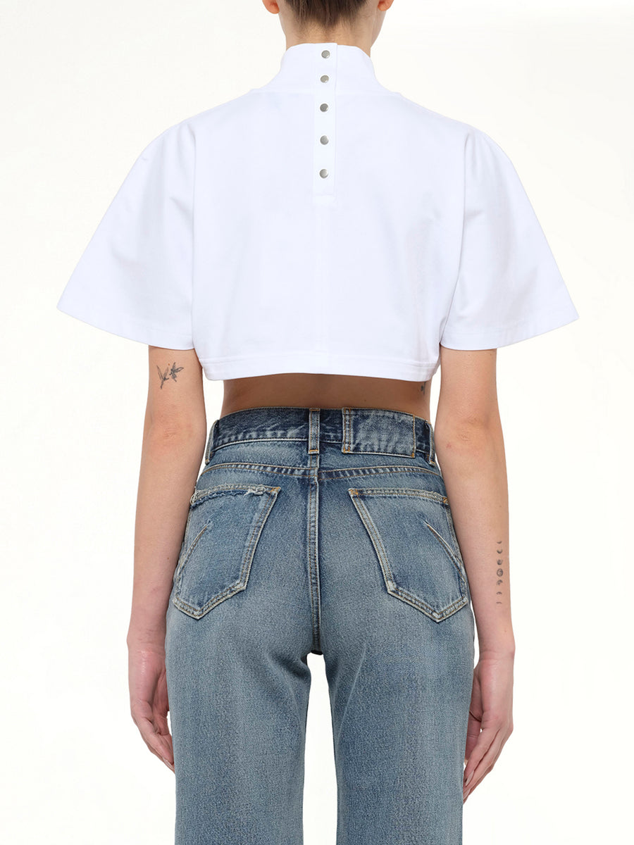 Cotton Jersey Highneck T-Shirt in White