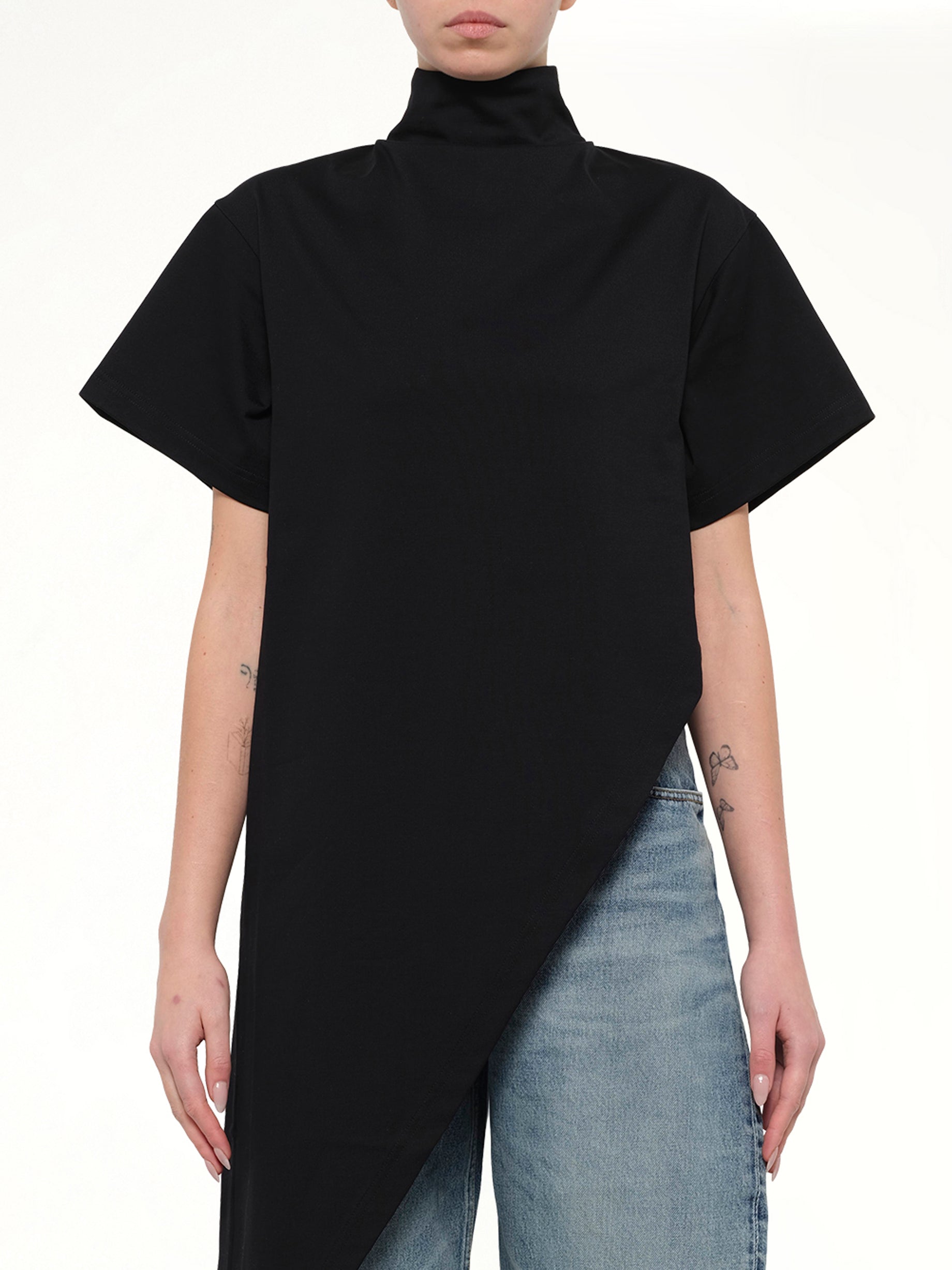 Cotton Jersey Triangle T-Shirt in Black