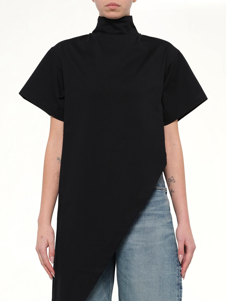 Cotton Jersey Triangle T-Shirt in Black
