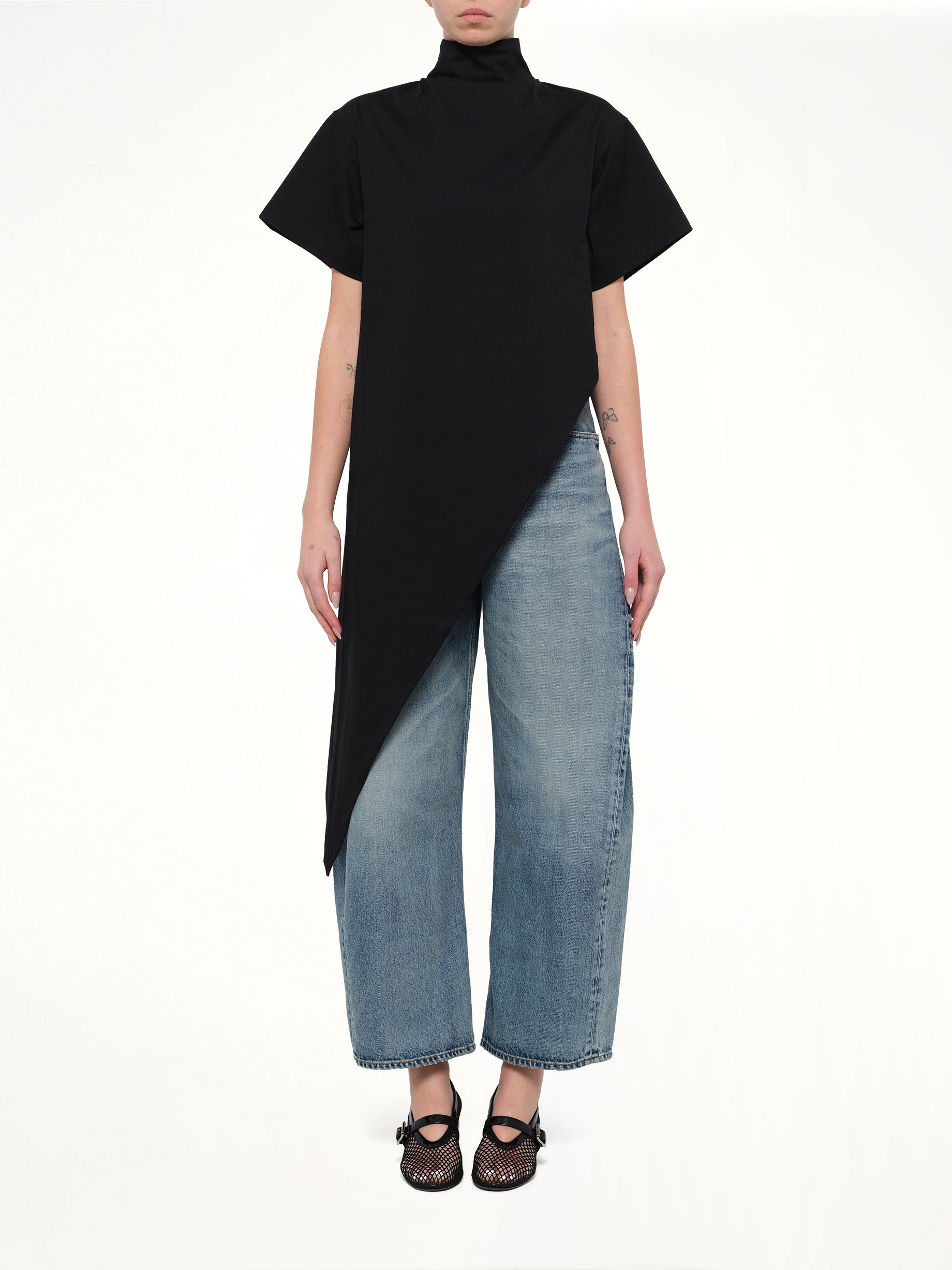 Cotton Jersey Triangle T-Shirt in Black