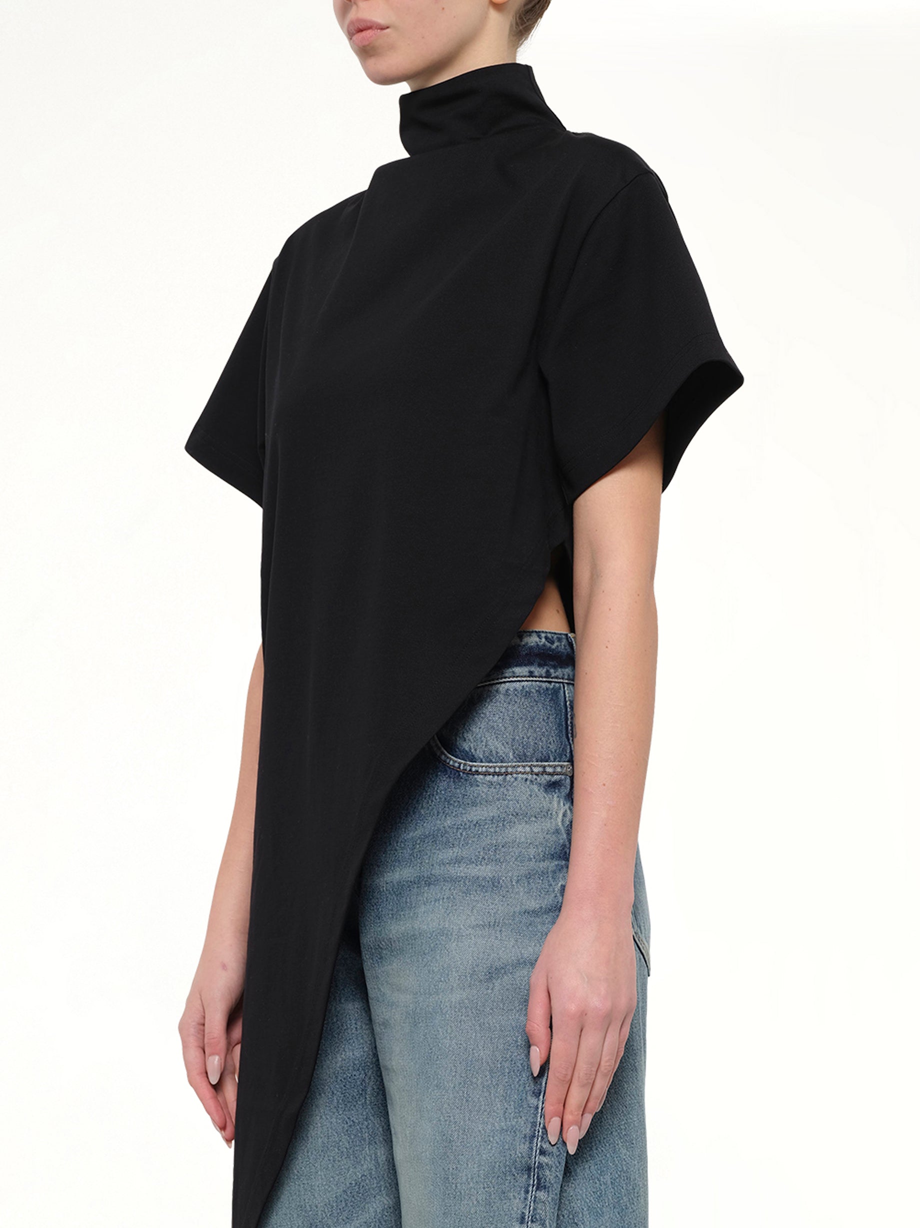 Cotton Jersey Triangle T-Shirt in Black