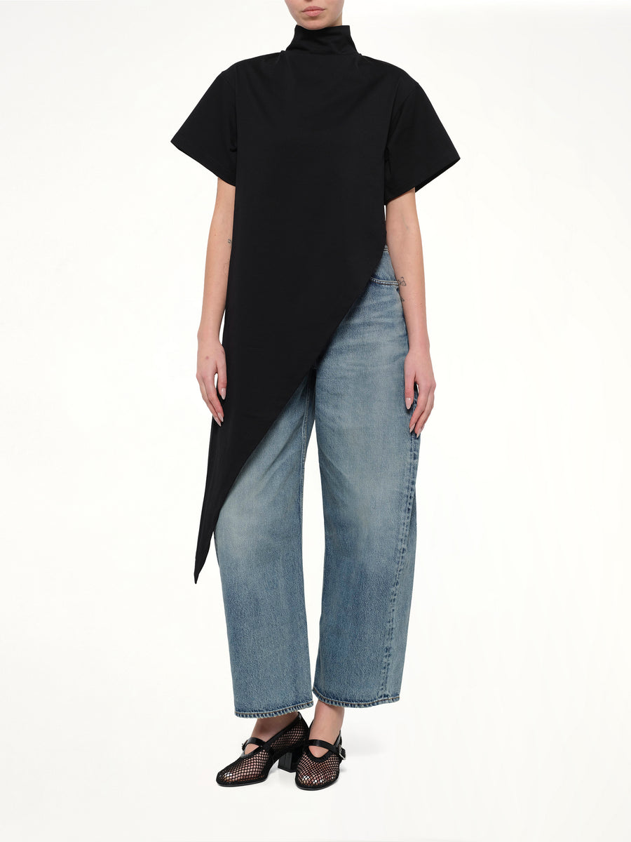 Cotton Jersey Triangle T-Shirt in Black