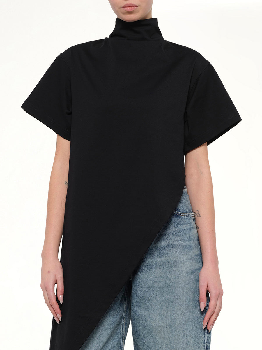 Cotton Jersey Triangle T-Shirt in Black