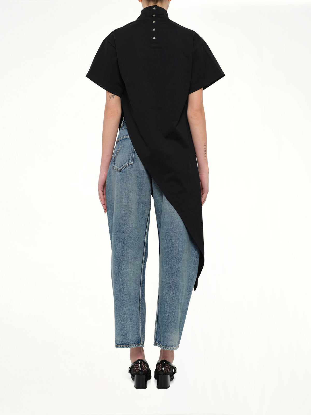 Cotton Jersey Triangle T-Shirt in Black