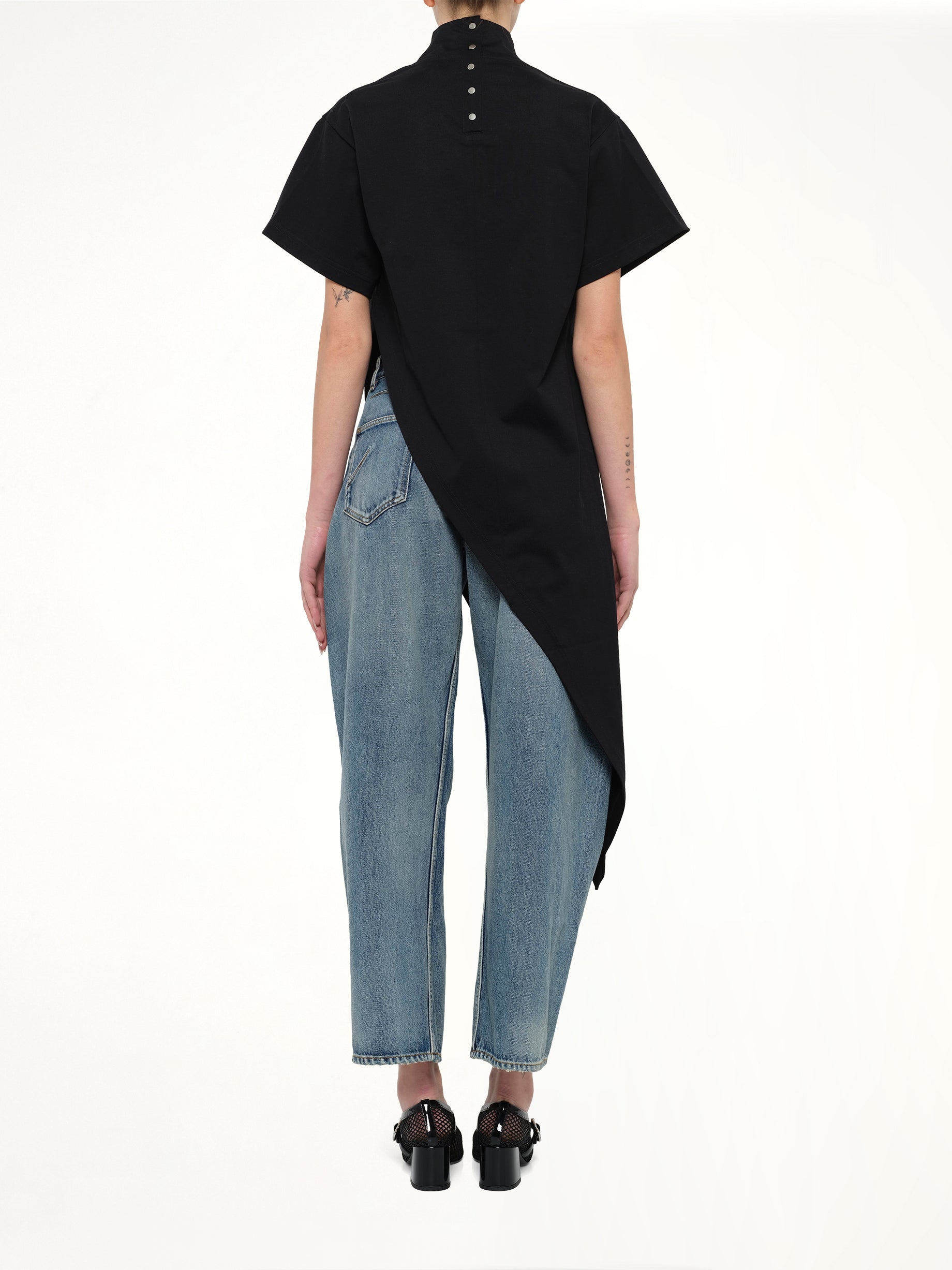 Cotton Jersey Triangle T-Shirt in Black