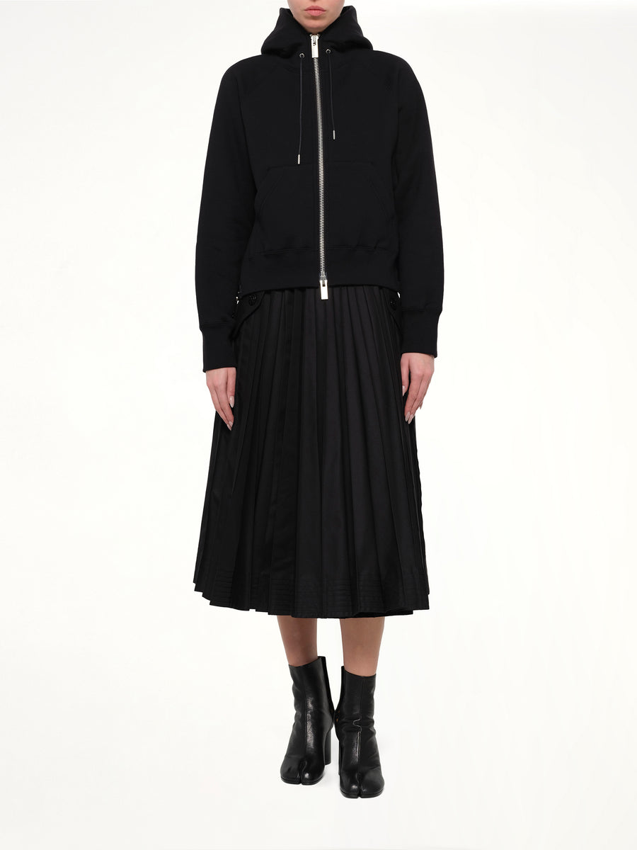 Cotton Jersey Zip Hoodie in Black