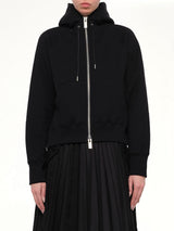 Cotton Jersey Zip Hoodie in Black