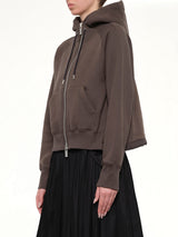 Cotton Jersey Zip Hoodie in Khaki