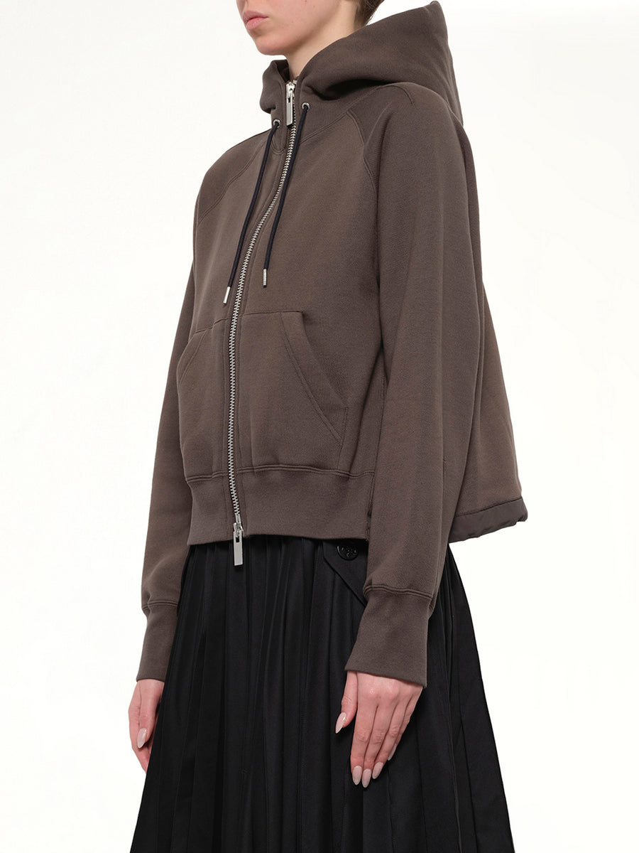 Cotton Jersey Zip Hoodie in Khaki