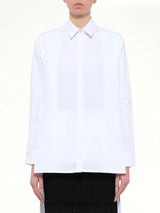 Cotton Poplin Asymmetric Shirt in White