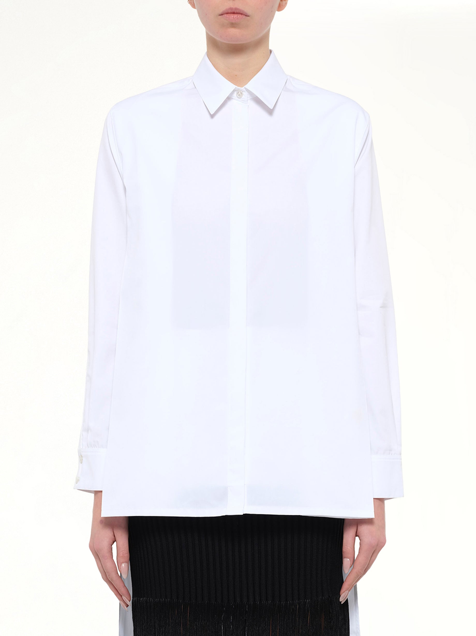 Cotton Poplin Asymmetric Shirt in White