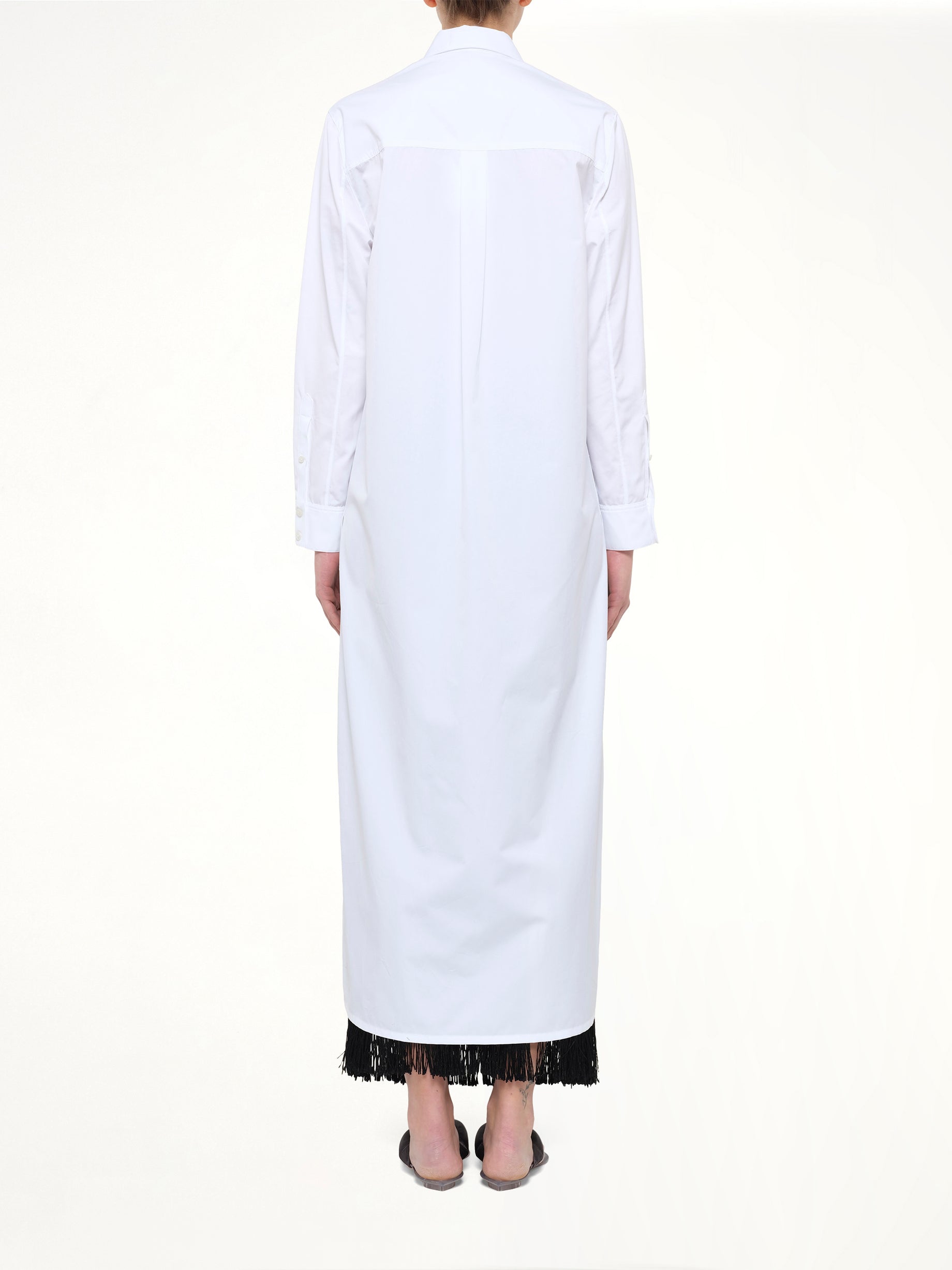 Cotton Poplin Asymmetric Shirt in White