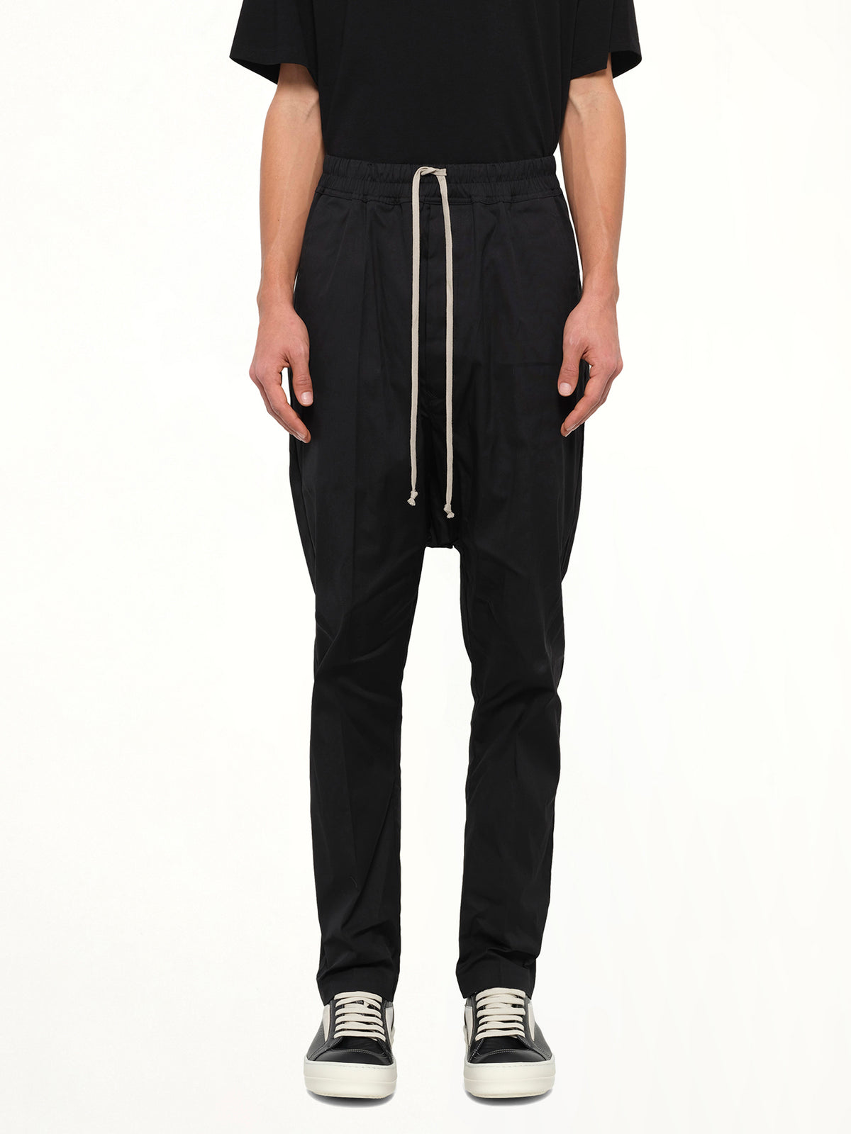 Cotton Poplin Drawstring Long in Black