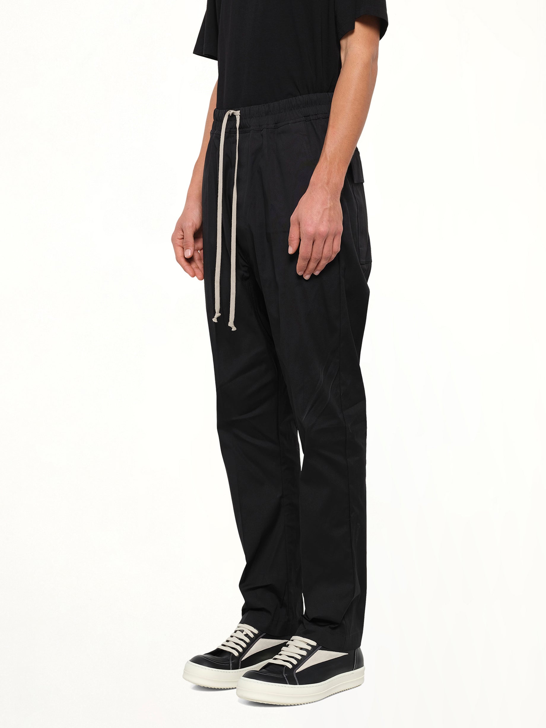 Cotton Poplin Drawstring Long in Black