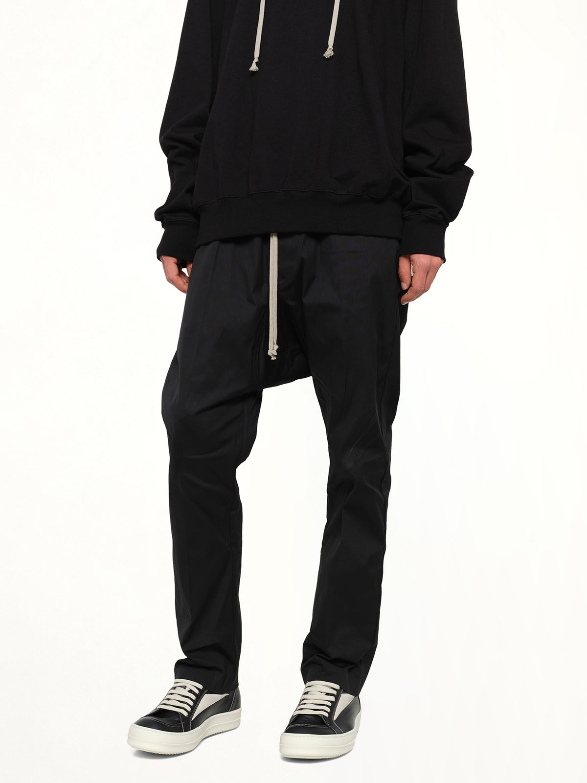 Cotton Poplin Drawstring Long in Black