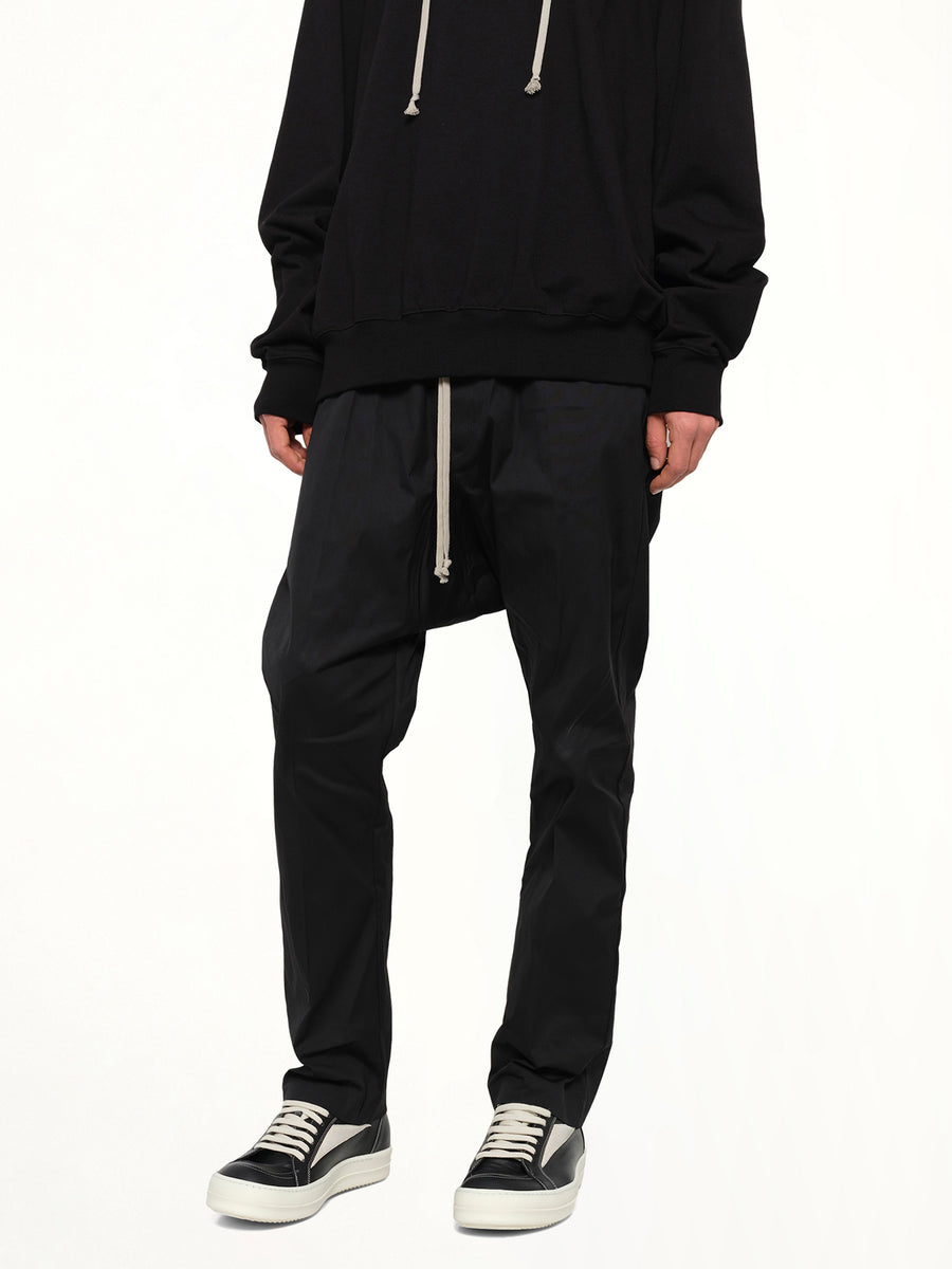 Cotton Poplin Drawstring Long in Black