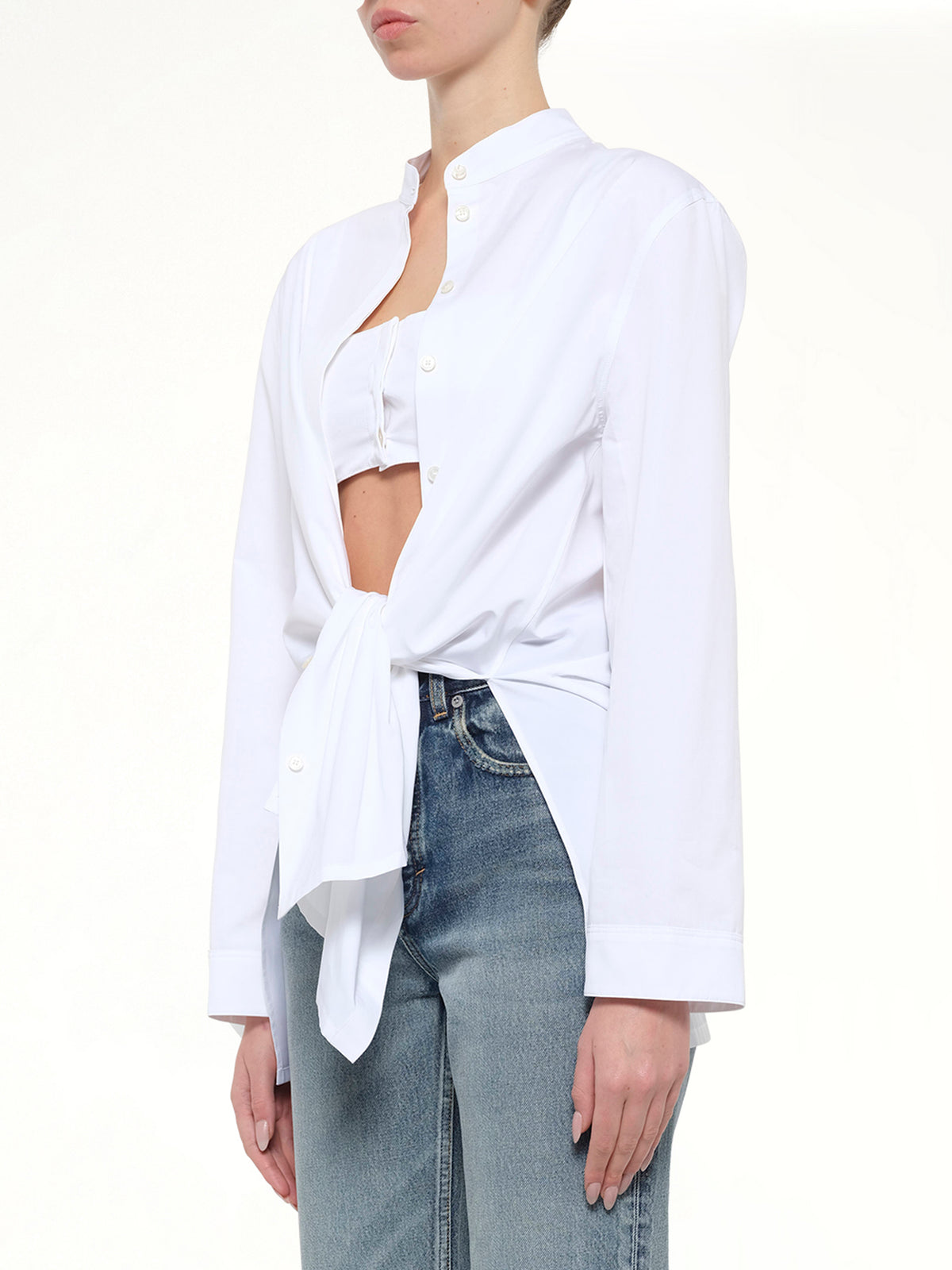 Cotton Poplin Shirt Set in White