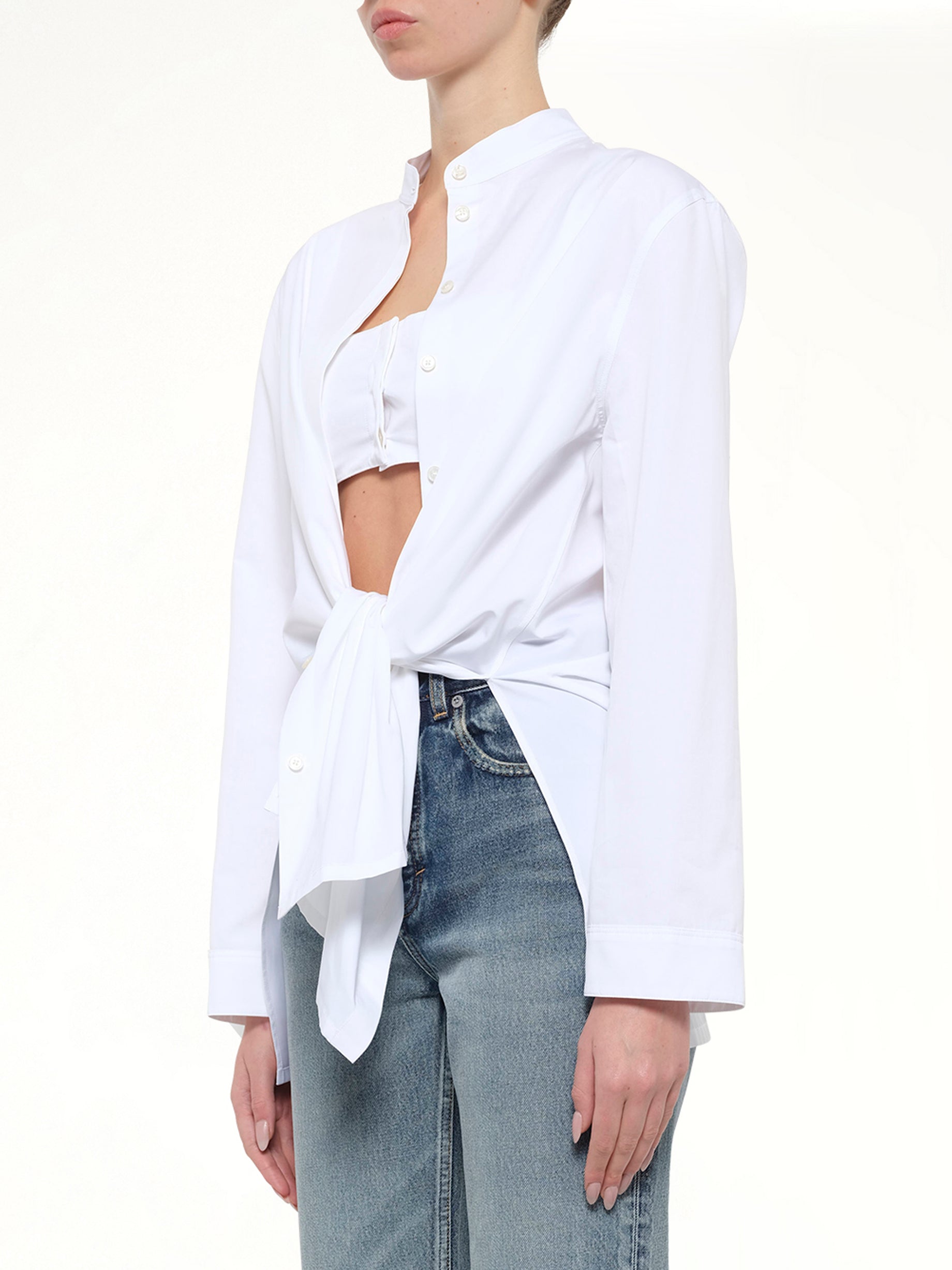 Cotton Poplin Shirt Set in White