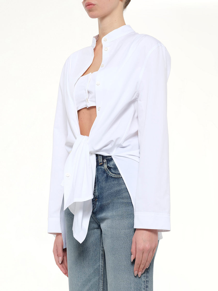 Cotton Poplin Shirt Set in White