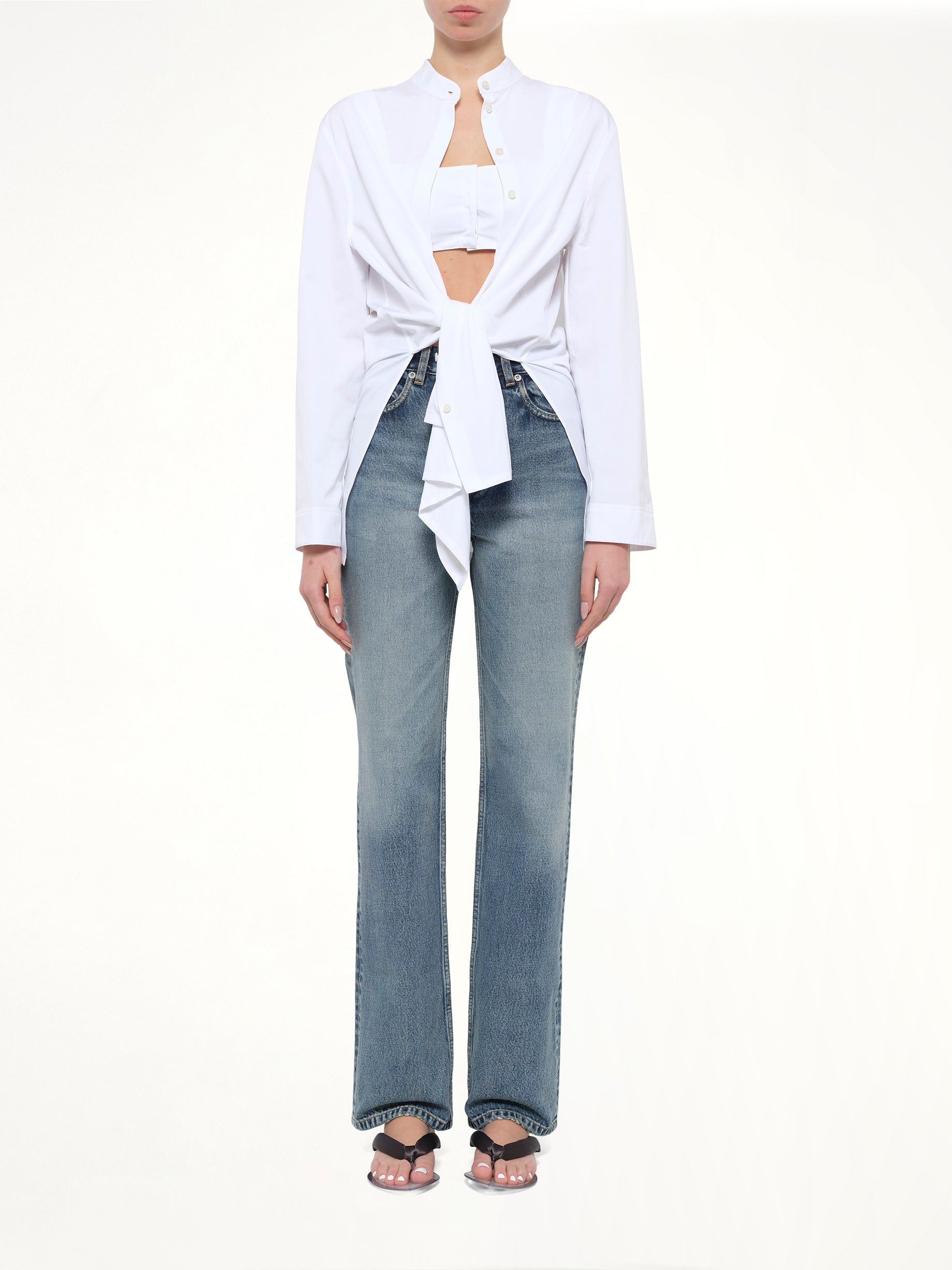 Cotton Poplin Shirt Set in White
