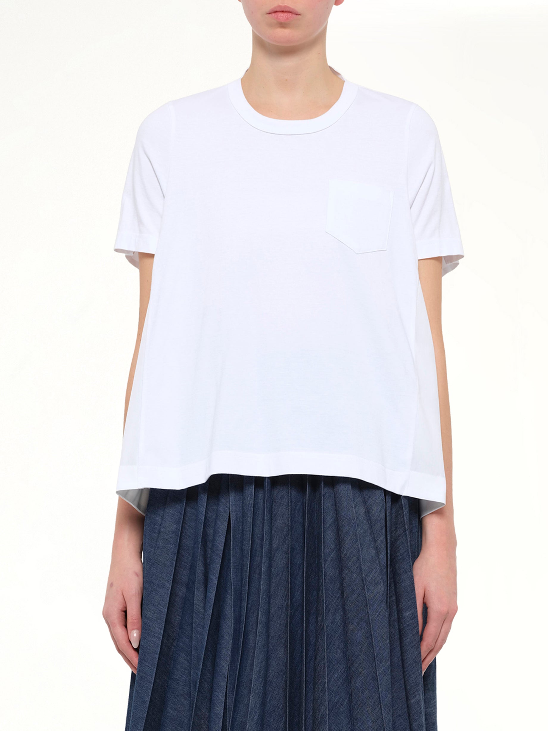 Cotton Poplin x Cotton Jersey T-Shirt in White