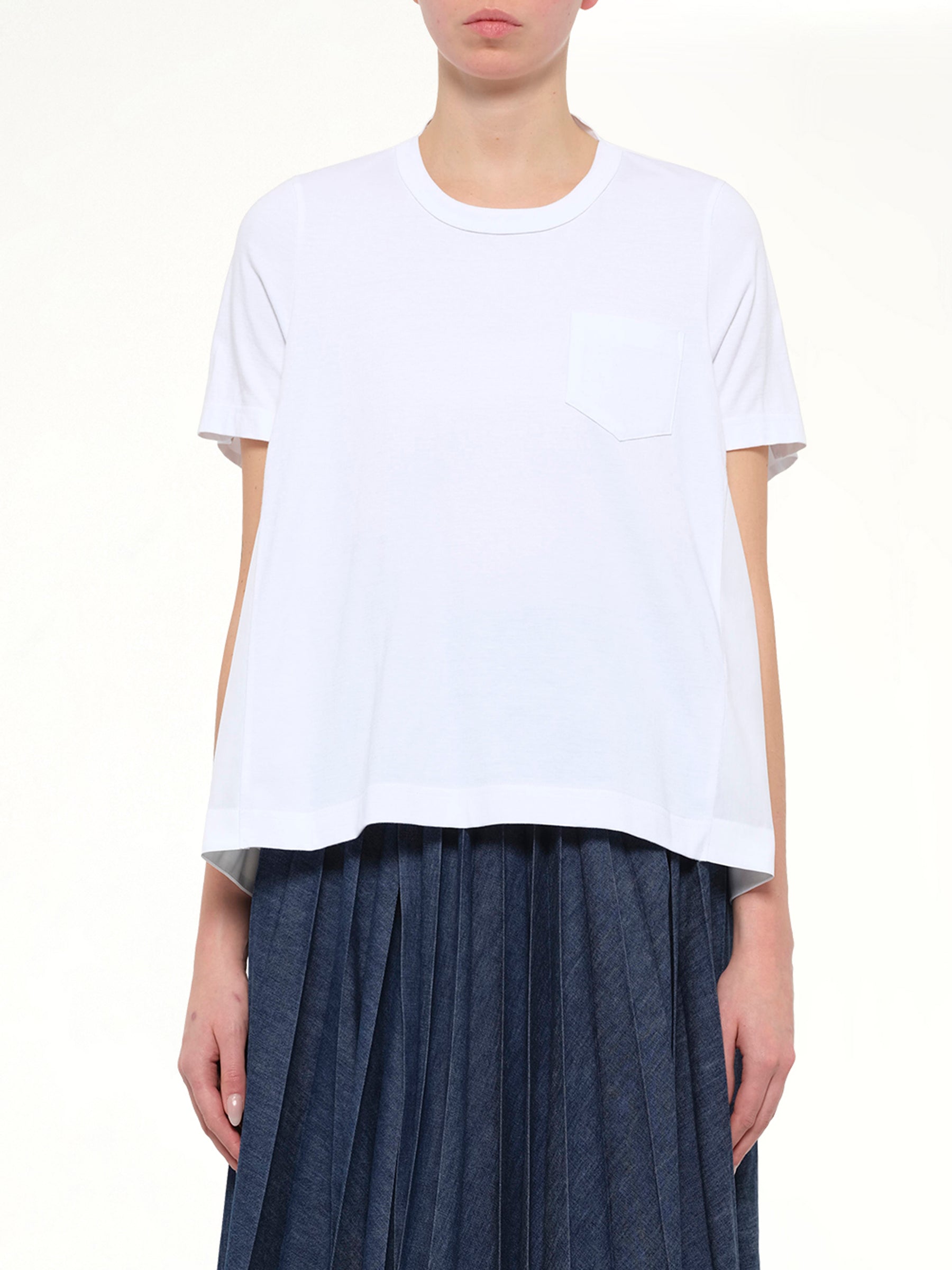 Cotton Poplin x Cotton Jersey T-Shirt in White