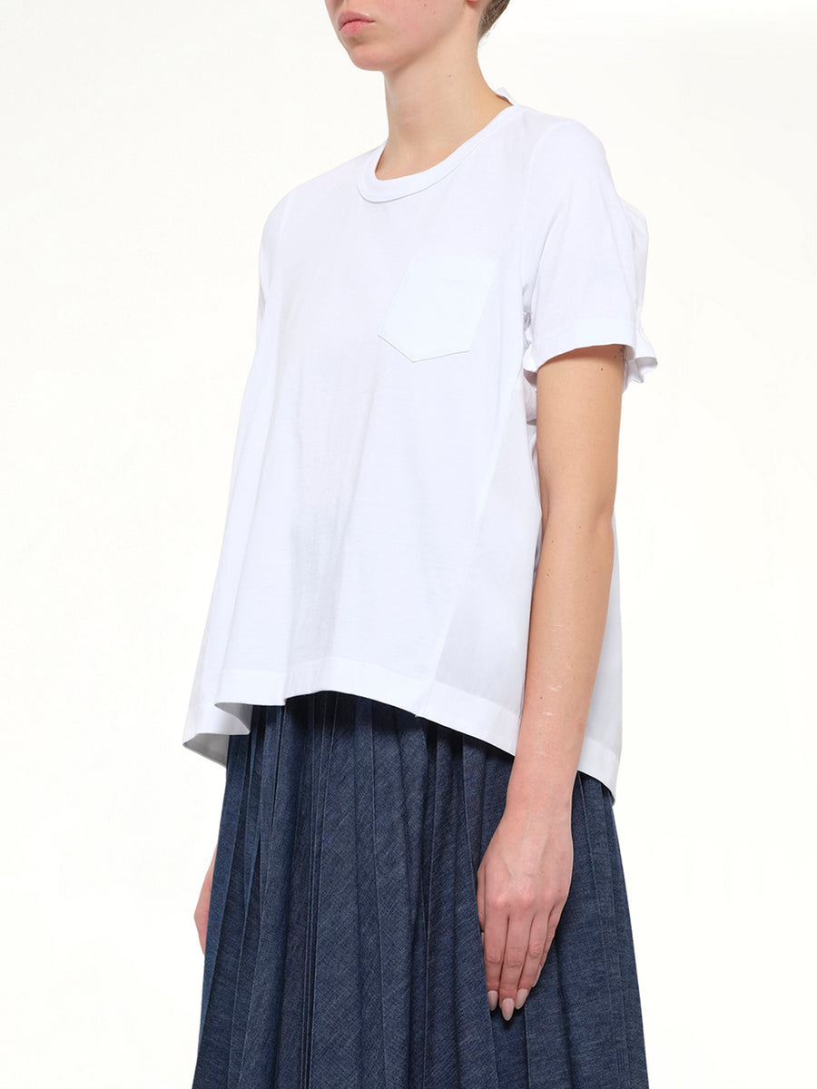 Cotton Poplin x Cotton Jersey T-Shirt in White