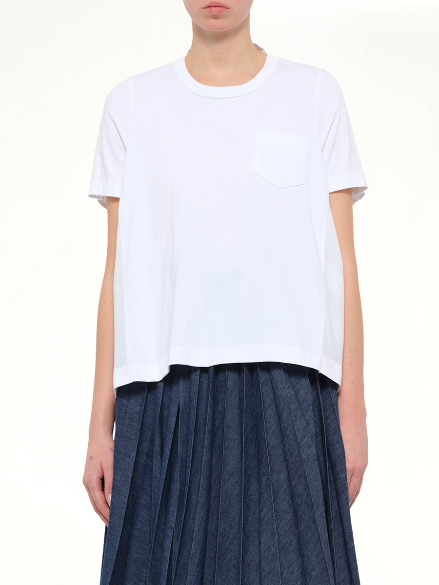Cotton Poplin x Cotton Jersey T-Shirt in White