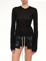 Cropped Hooded Rib LS T-Shirt in Black