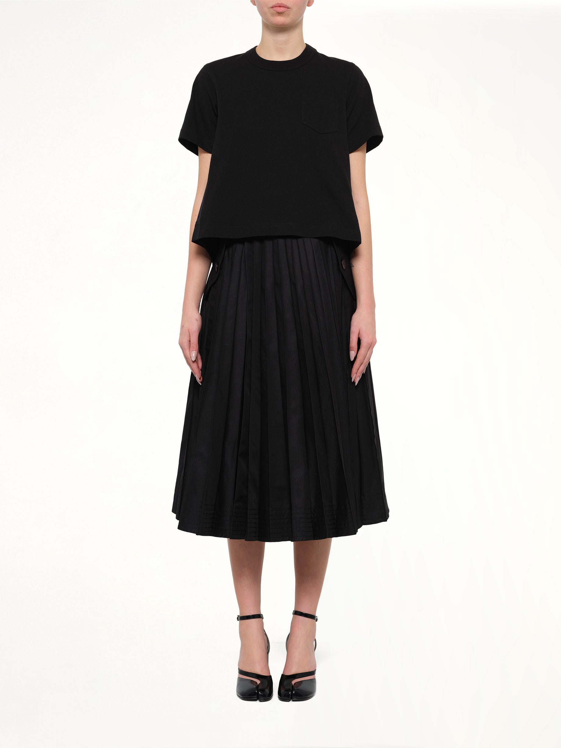 Denim x Cotton Jersey T-Shirt in Black