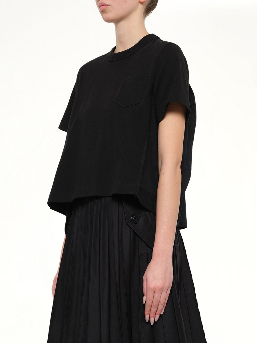 Denim x Cotton Jersey T-Shirt in Black