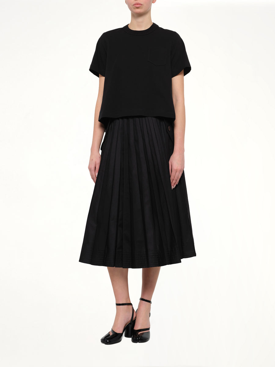 Denim x Cotton Jersey T-Shirt in Black