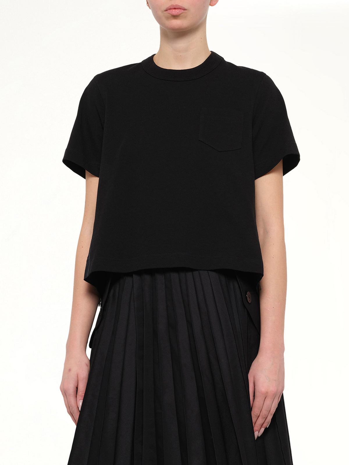 Denim x Cotton Jersey T-Shirt in Black