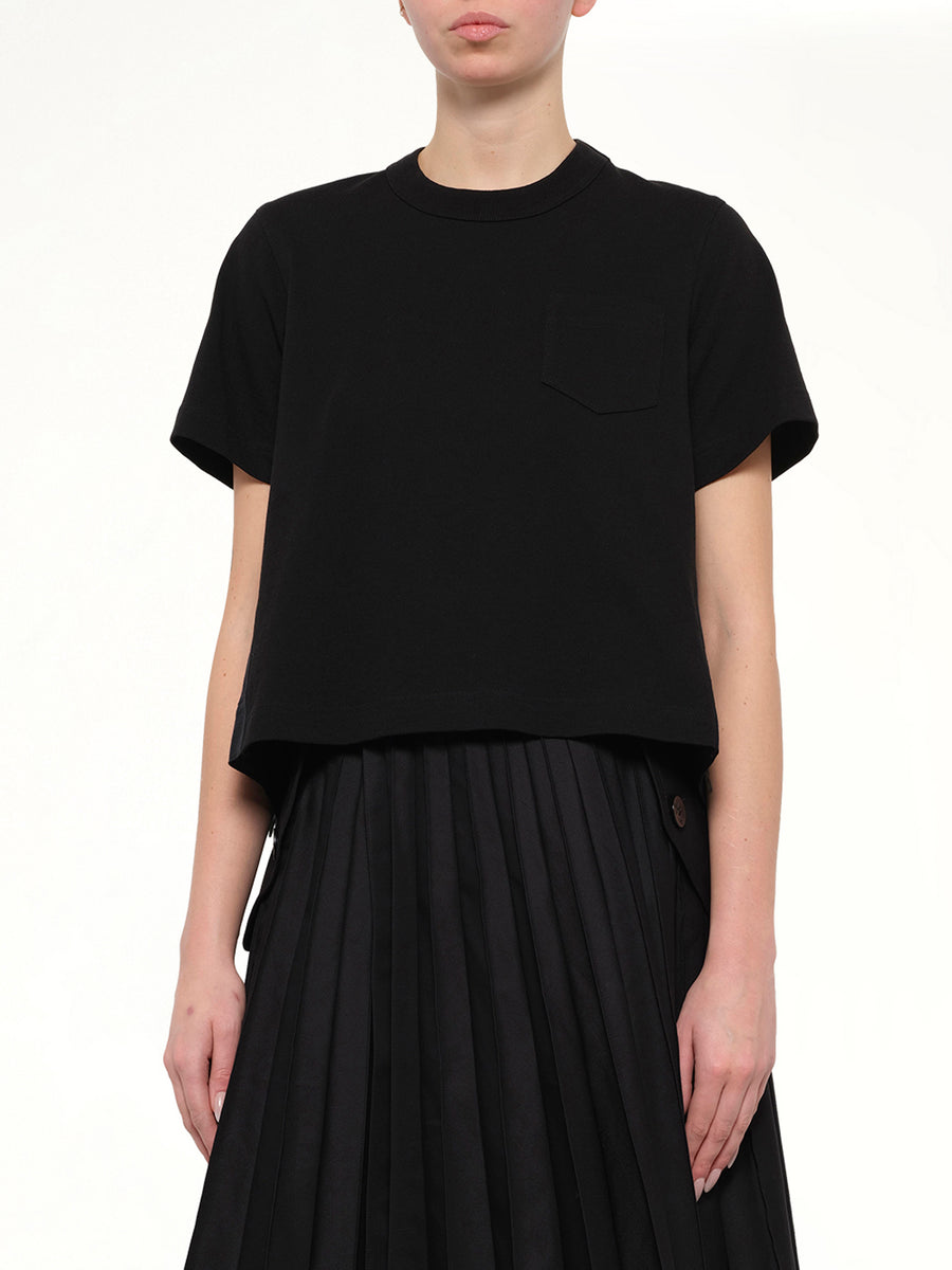 Denim x Cotton Jersey T-Shirt in Black