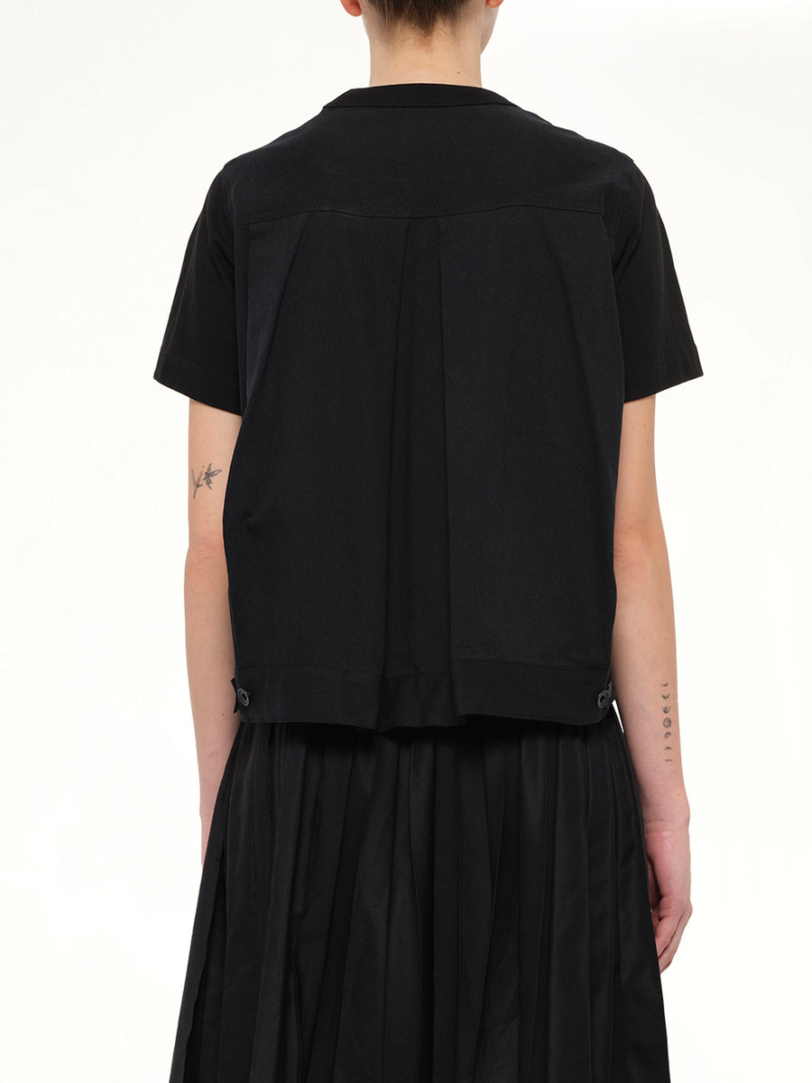 Denim x Cotton Jersey T-Shirt in Black