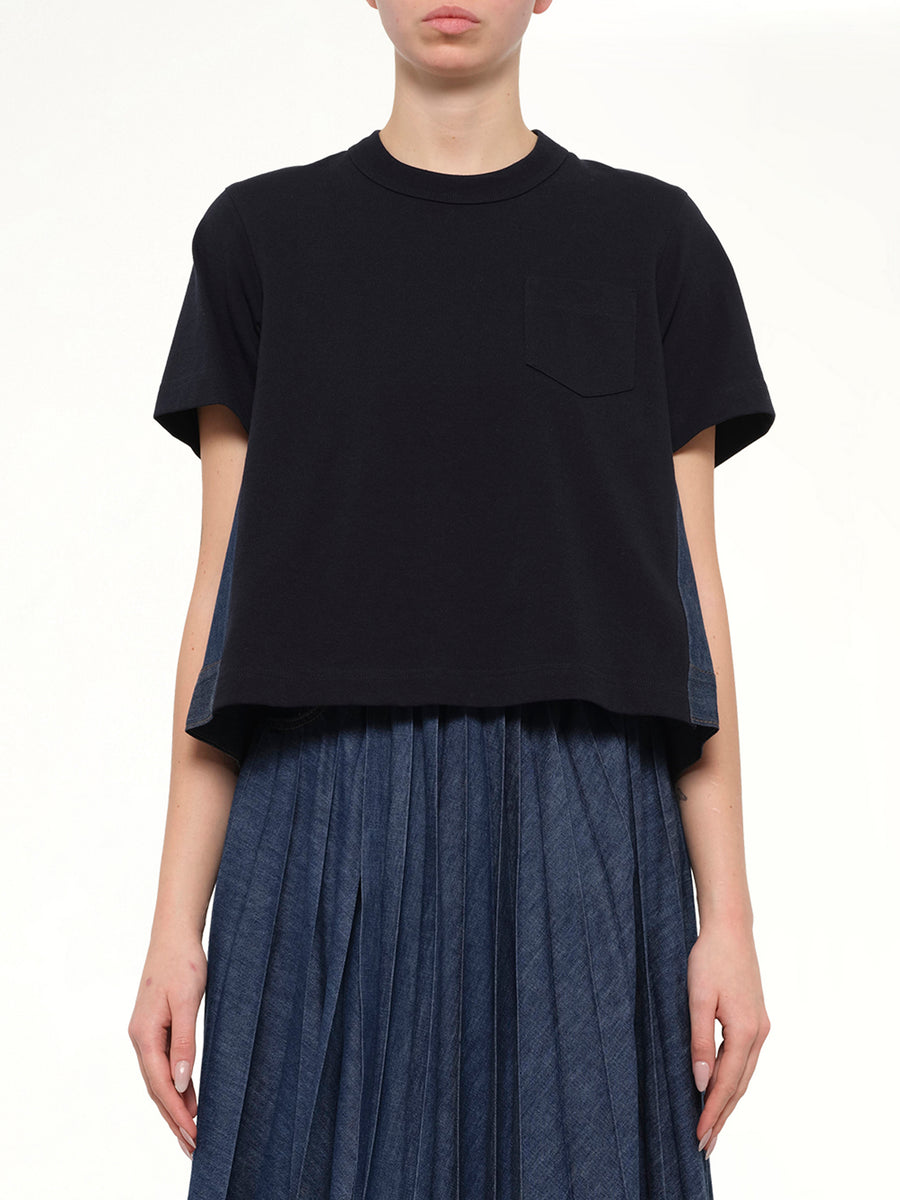 Denim x Cotton Jersey T-Shirt in Navy/Blue