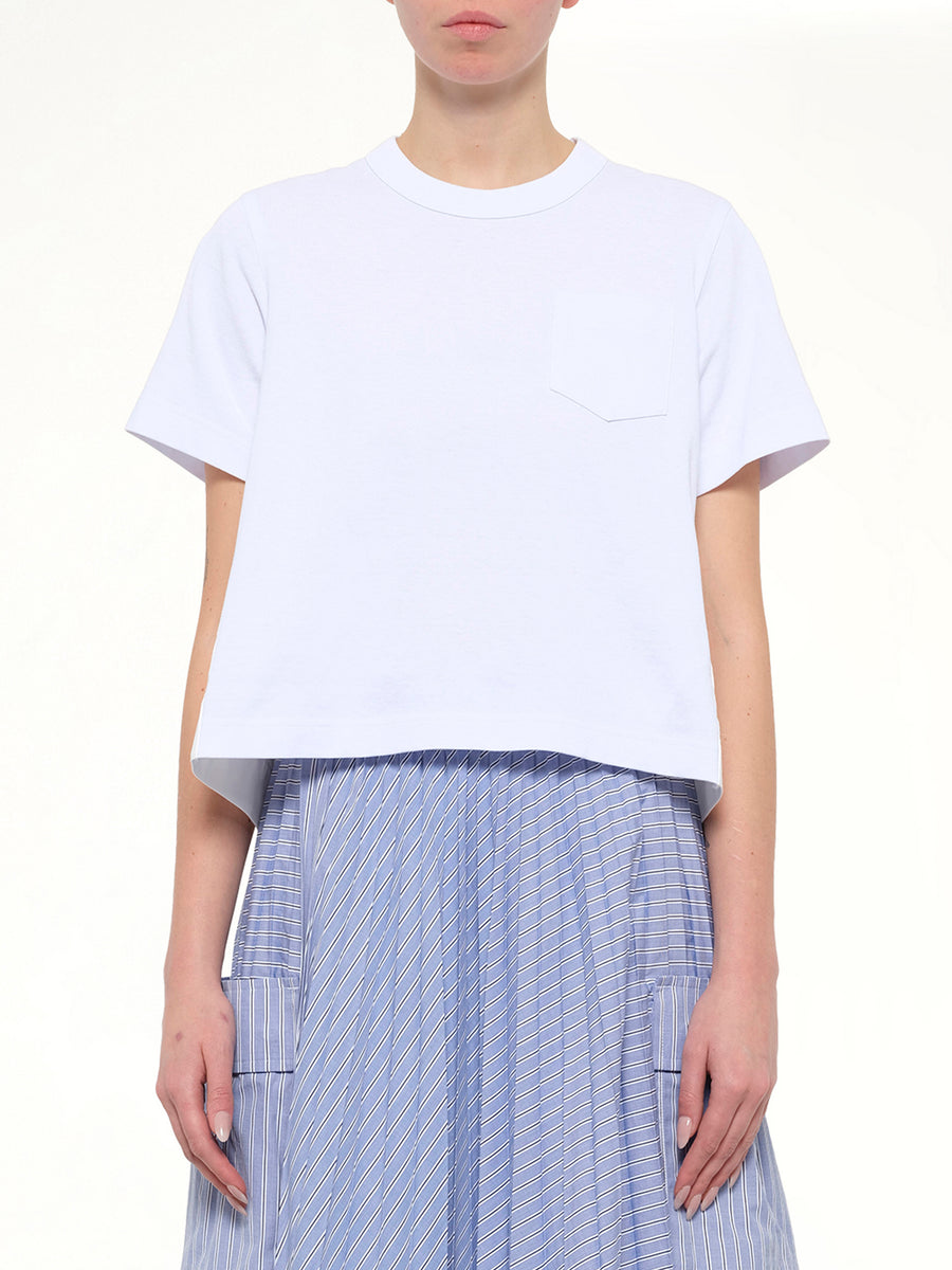 Denim x Cotton Jersey T-Shirt in White/Off White
