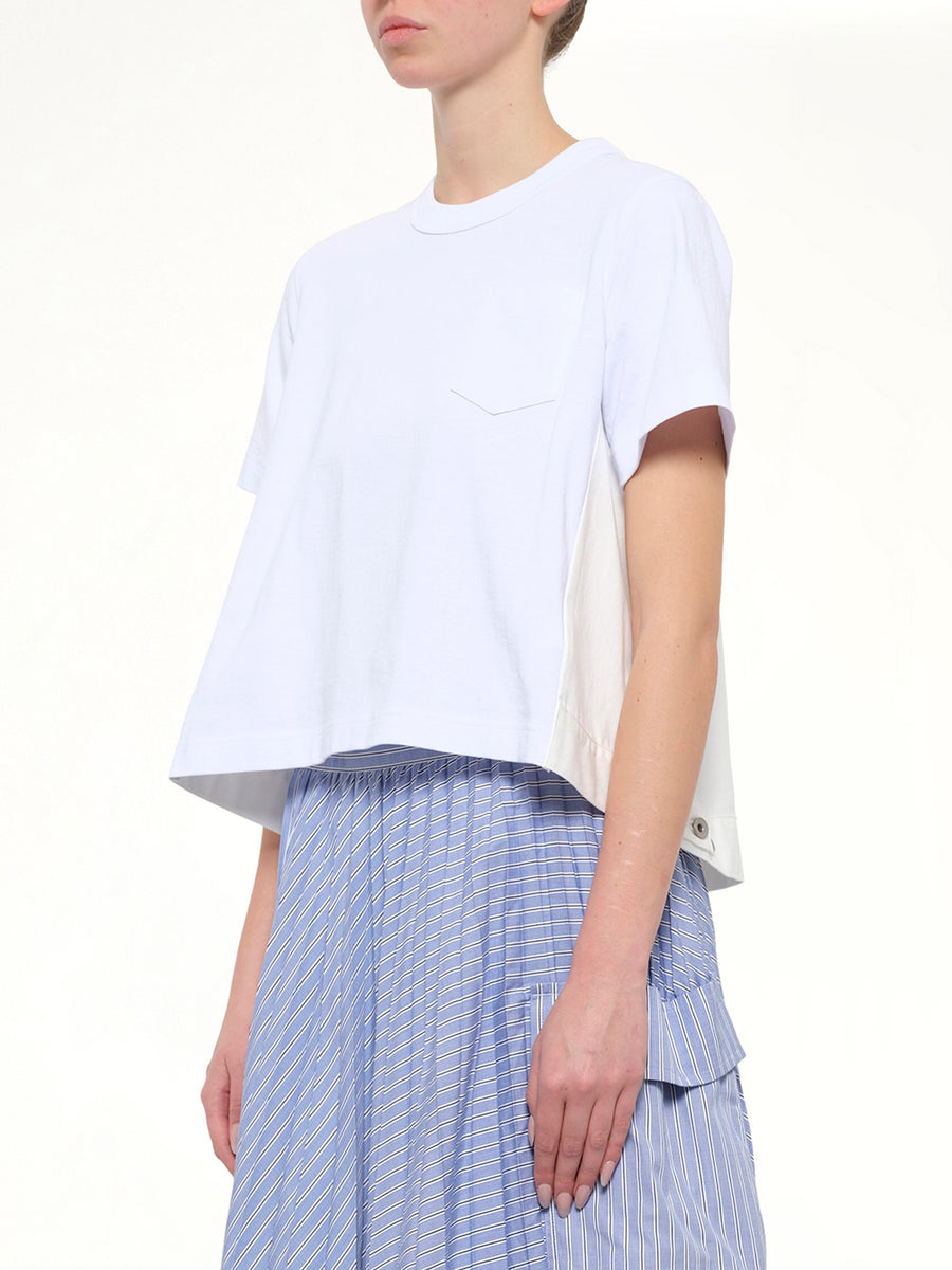 Denim x Cotton Jersey T-Shirt in White/Off White