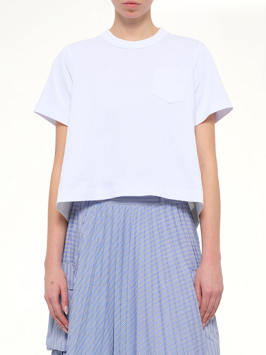 Denim x Cotton Jersey T-Shirt in White/Off White