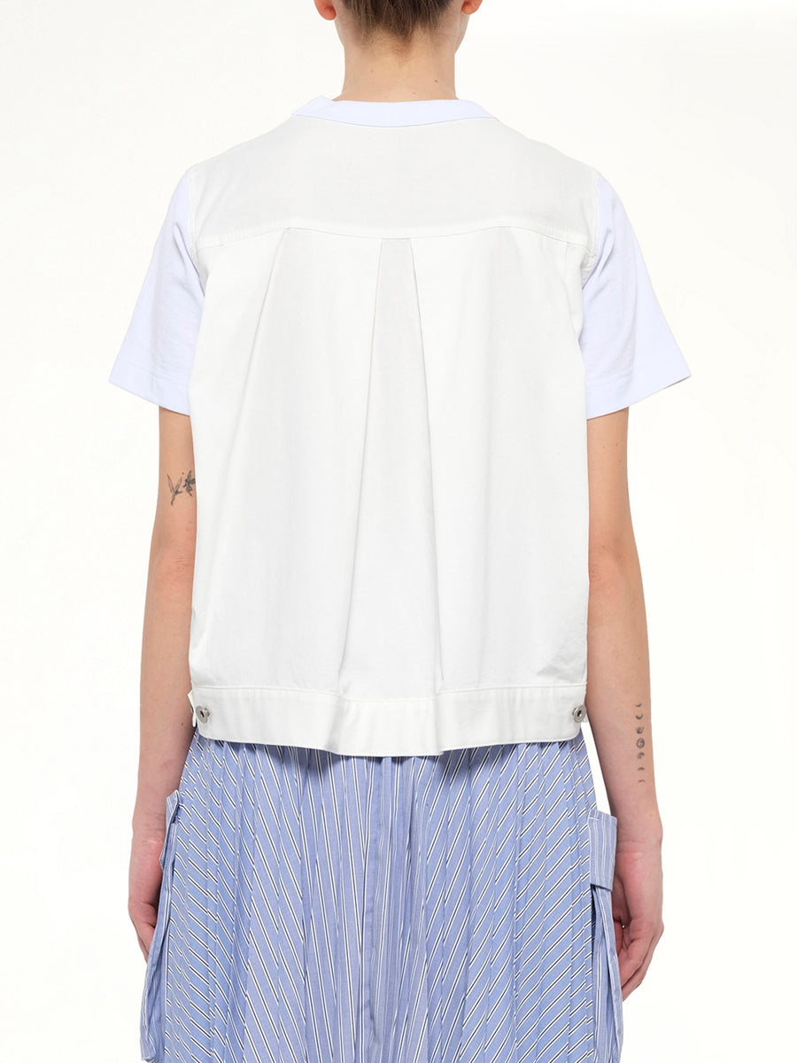 Denim x Cotton Jersey T-Shirt in White/Off White