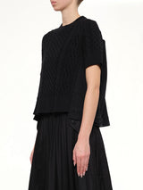 Denim x Cotton Knit Sweater in Black