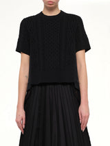 Denim x Cotton Knit Sweater in Black