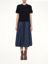 Denim x Cotton Knit Sweater in Navy