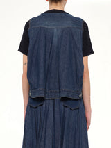 Denim x Cotton Knit Sweater in Navy