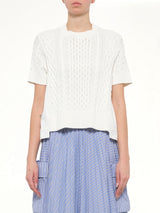 Denim x Cotton Knit Sweater in Off White