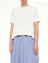 Denim x Cotton Knit Sweater in Off White