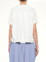 Denim x Cotton Knit Sweater in Off White