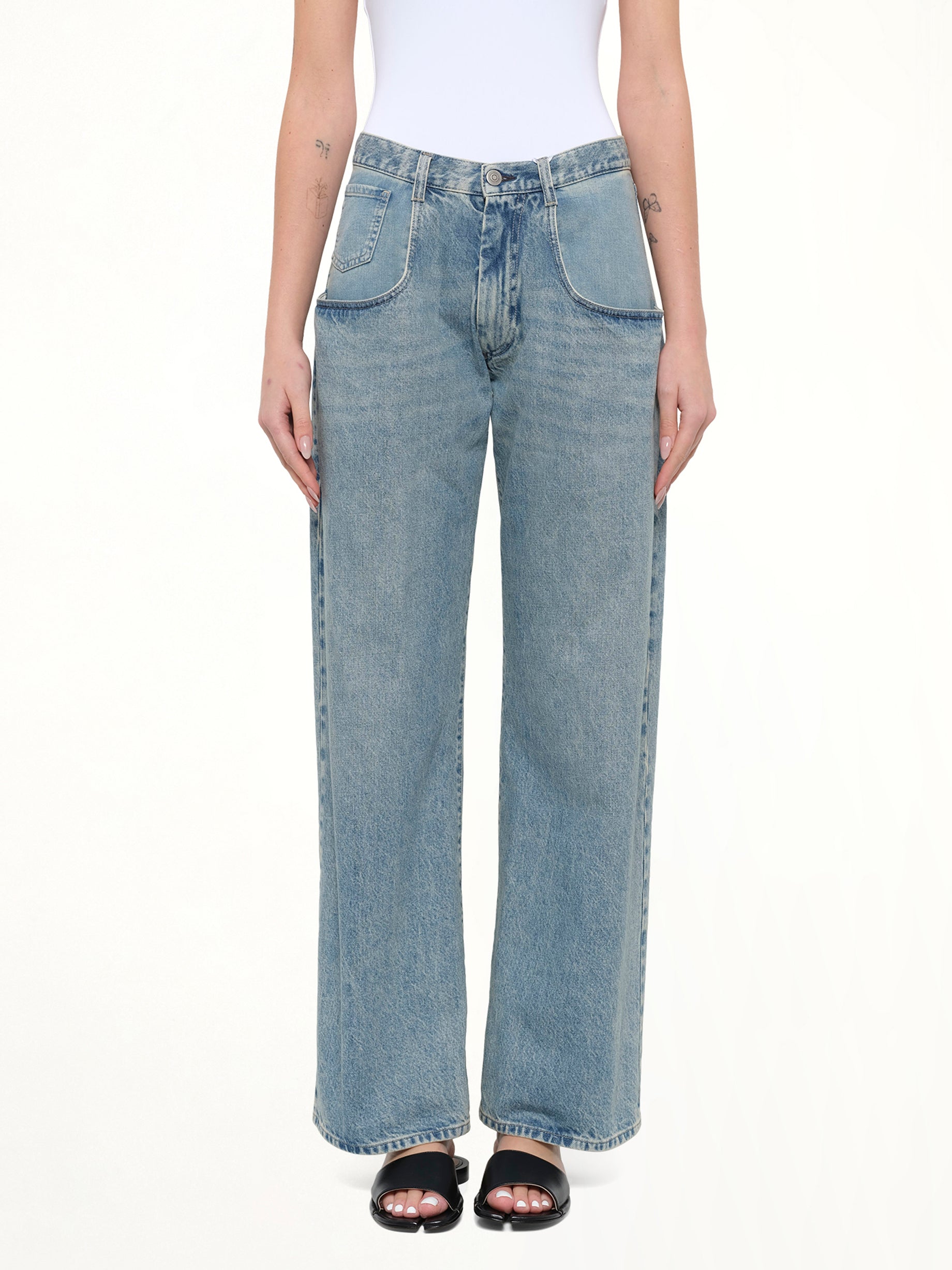 Exposed 5 Pocket Denim Jeans in Ice Blue